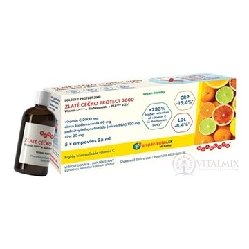 ZLATÉ CÉČKO PROTECT 2000 ampulky (vitamín C + bioflavonoidy + PEA + zinok) s príchuťou 20x25 ml (500 ml) obrázok