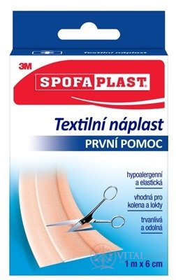 3M SPOFAPLAST č.154 Textilná náplasť 6cm x1m, pás, prvá pomoc,  pap. skladačka 1x1ks