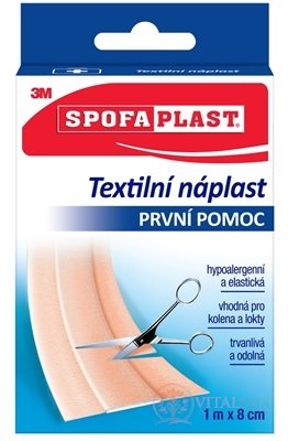 3M SPOFAPLAST č.164 Textilná náplasť 8cm x1m, pás, prvá pomoc 1x1 ks