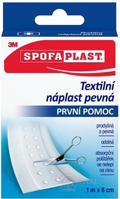 3M SPOFAPLAST č.264 Textilná náplasť pevná rýchloobväz, 8cm x 1m, pás, prvá pomoc 1x1 ks