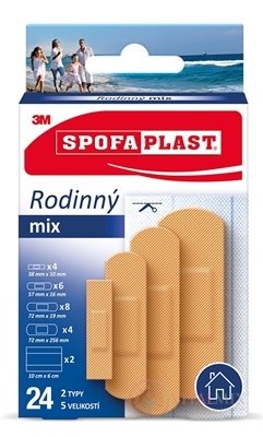 3M SPOFAPLAST č.603 Náplasti Rodinný mix 2 typy, 5 veľkostí, 1x24 ks