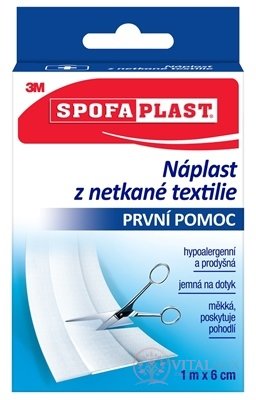 3M SPOFAPLAST č.854 Náplasť z netkanej textílie 6cm x 1m, jemná, pás, 1x1 ks