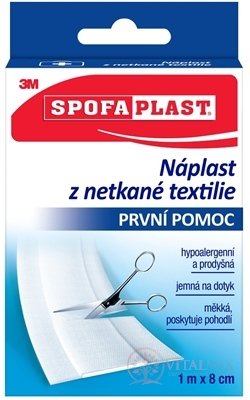 3M SPOFAPLAST č.864 Náplasť z netkanej textílie 8cm x 1m, jemná, pás, 1x1 ks