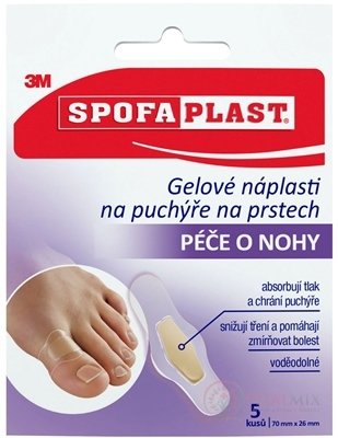 3M SPOFAPLAST č.911N Gélové náplasti na pľuzgiere na prstoch, malé, 70x26 mm, 1x5 ks