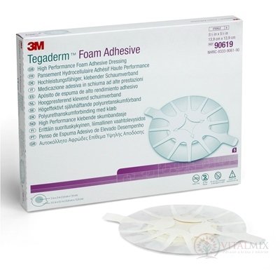 3M TEGADERM Foam Adhesive (90619) penové krytie na rany, adhezívne, lakeť/päta 13,9 cm x 13,9 cm, 1x5 ks