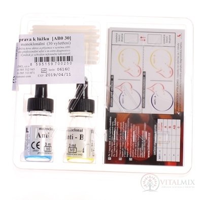 AB0 30 Súprava - krížový test darcu krvi a príjemcu, 30 vyšetrení, 1x1 set