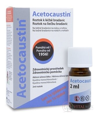 Acetocaustin roztok na liečbu bradavíc 1x2 ml
