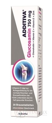 ADDITIVA Glukozamín 750 mg šumivé tablety (+Chondroitín+vitamín C+vitamín E+Zinok) 1x20 ks