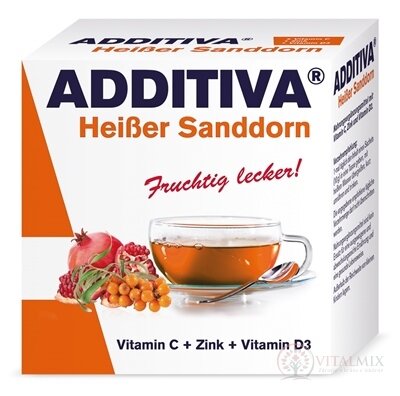 ADDITIVA Horúci dúšok Rakytník vrecúška s práškom (vitamín C + D3 + zinok) (po 10 g) 1x10 ks