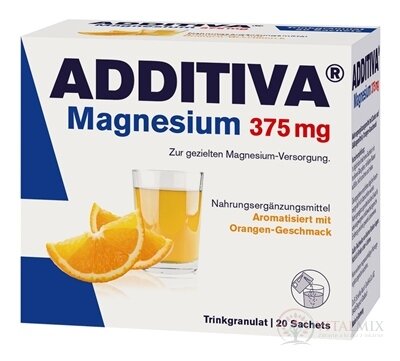 ADDITIVA Magnézium 375 mg vrecúška (granulát, príchuť pomaranč) 1x20 ks