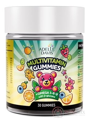 Adelle Davis MULTIVITAMIN GUMMIES+Omega+glucans želatínové medvedíky, príchuť banán-čučoriedka 1x30 ks