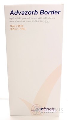 ADVAZORB BORDER krytie na rany samopriľnavé, atraumatické 10x30 cm, 1x10 ks