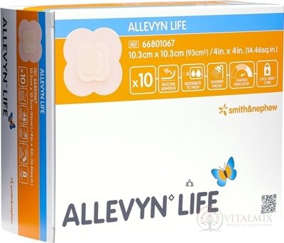 ALLEVYN LIFE Krytie na rany 10,3x10,3 cm, adhezívne penové krytie so silikónovým gélom 1x10 ks