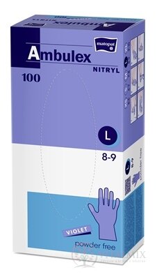Ambulex NITRYL Vyšetrovacie a ochranné rukavice veľ. L, fialové, nitrilové, nesterilné, nepudrované, 1x100 ks