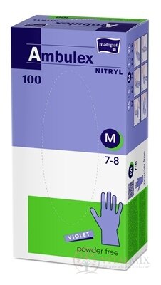 Ambulex NITRYL Vyšetrovacie a ochranné rukavice veľ. M, fialové, nitrilové, nesterilné, nepudrované, 1x100 ks
