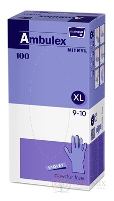 Ambulex NITRYL Vyšetrovacie a ochranné rukavice veľ. XL, fialové, nitrilové, nesterilné, nepudrované, 1x100 ks