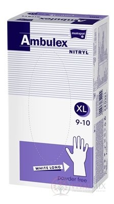 Ambulex rukavice NITRYL veľ. XL, biele, dlhé, nesterilné, nepúdrované, 1x100 ks