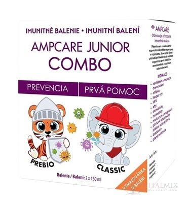AMPCARE JUNIOR COMBO sirup Junior Prebio 150 ml + sirup Junior Classic 150 ml + omaľovánka, 1x1 set
