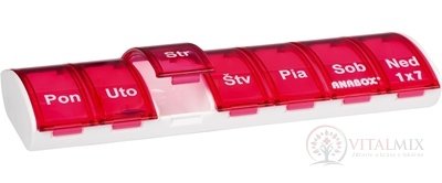 ANABOX Dávkovač na lieky Týždenný (7 dní) box (1x7 priečinkov)(rôzne farby) 1x12 ks
