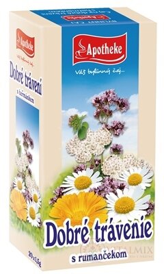 APOTHEKE ČAJ DOBRÉ TRÁVENIE S RUMANČEKOM bylinný čaj v nálevových vreckách 20x1,5 g (30 g)