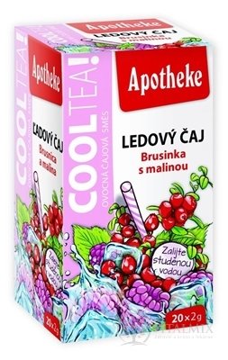 APOTHEKE COOLTEA Brusnica a malina Ľadový čaj, ovocná zmes v nálevových vreckách 20x2 g (40 g)