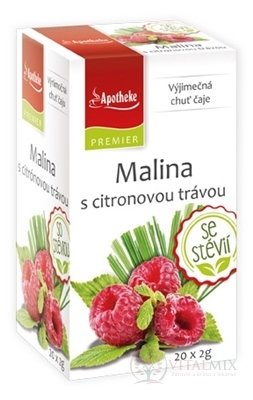 APOTHEKE PREMIER Malina s citrónovou trávou ovocný čaj (so stéviou) v nálevových vreckách 20x2 g (40 g)