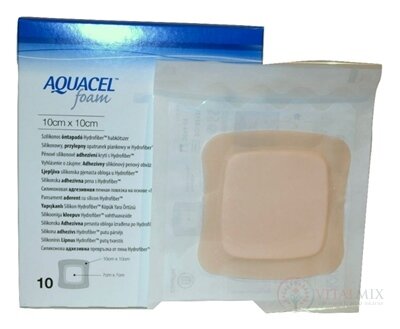 AQUACEL Foam Hydrofiber krytie na rany adhezívne penové, silikónový okraj, 10x10 cm, 1x10 ks