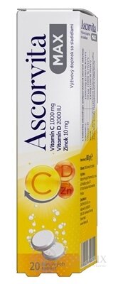 ASCORVITA MAX šumivé tablety vitamín C, D a zinok 1x20 ks
