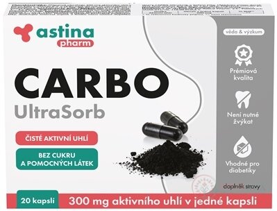 Astina Pharm CARBO UltraSorb cps (aktívne uhlie 300 mg) 1x20 ks