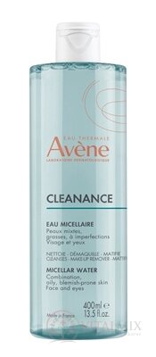 AVENE CLEANANCE MICELÁRNA VODA mastná pleť a so sklonom k nedokonalostiam (inov.2023) 1x400 ml