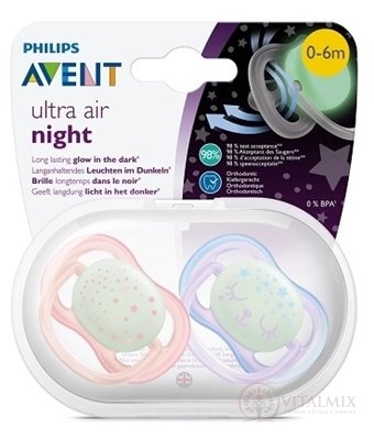 AVENT CUMLÍK 0-6M Ultra air nočný dievča na utišovanie, silikón 1x2 ks