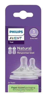 AVENT CUMLÍK na fľašu Natural Response 5 veľmi rýchly prietok, 6m+, silikónový 1x2 ks