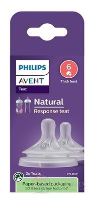 AVENT CUMLÍK na fľašu Natural Response 6 na kašu, 6m+, silikónový 1x2 ks