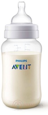 AVENT FĽAŠA PP Antikolik 330 ml polopriehľadná, antikolikový mäkký cumlík s 3 otvormi, 1x1 ks