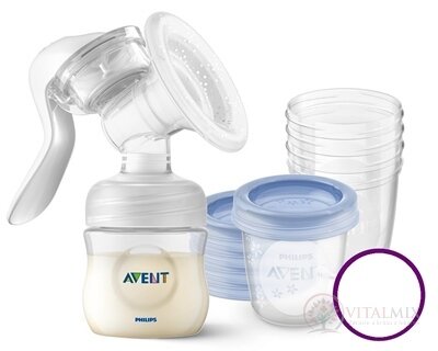 AVENT ODSÁVAČKA MLIEKA manuálna Akcia (6706720) odsávačka 1 ks + Darček (VIA poháriky 180 ml 5 ks) 1x1 set