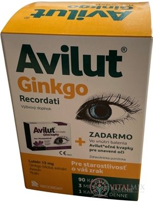 AVILUT Ginkgo Recordati cps 1x90 ks + zadarmo AVILUT očné kvapky pre unavené oči 10x0,5 ml, 1x1 set