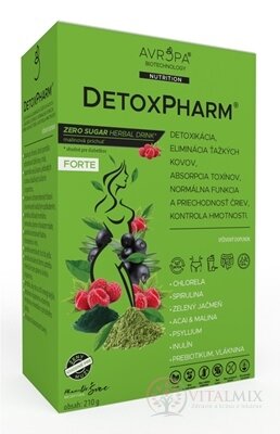 AVROPA DetoxPharm Forte prášok, malinová príchuť 1x210 g