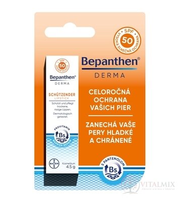 Bepanthen DERMA Balzam na pery SPF 50 tyčinka s panthenolom, s ochranným faktorom 1x4,5 g