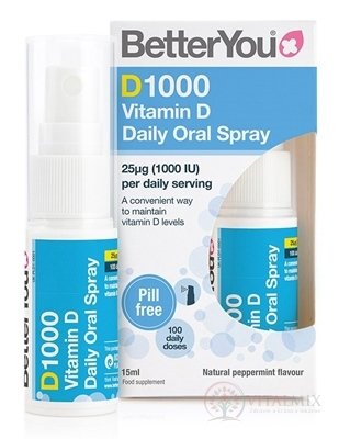 Better You Vitamín D 1000 orálny sprej s príchuťou mäty 1x15 ml