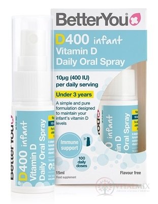 Better You Vitamín D 400 Infant orálny sprej bez príchutí 1x15 ml