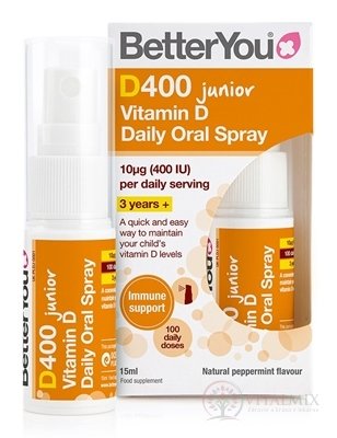 Better You Vitamín D 400 Junior orálny sprej s príchuťou mäty 1x15 ml