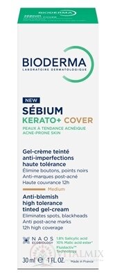 BIODERMA Sébium Kerato+ Cover gél - krém, tónovaný, Medium, 1x30 ml