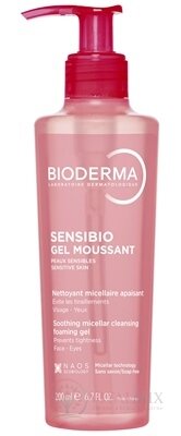 BIODERMA Sensibio Gel moussant jemný čistiaci a odličovací gél (inov.2025), s dávkovačom, 1x200 ml
