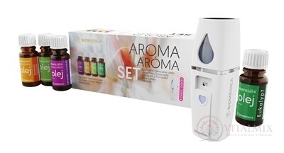 BIOMEDICA ARÓMA SET esenciálne oleje 4x10 ml + darček nano hmlový rozprašovač, 1x1 set
