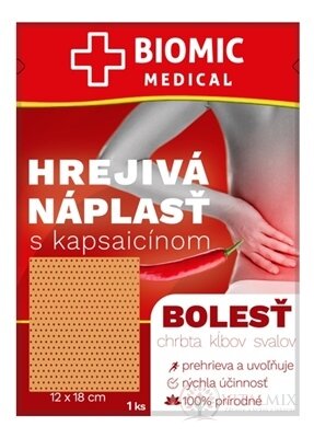 BIOMIC HREJIVÁ NÁPLASŤ s kapsaicínom 12x18 cm, 1x1 ks