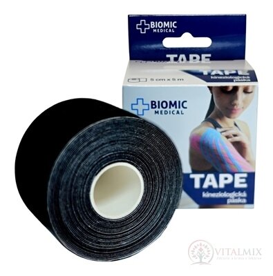 BIOMIC TAPE Kineziologická tejpovacia páska čierna, 5 cm x 5 m, 1x1 ks