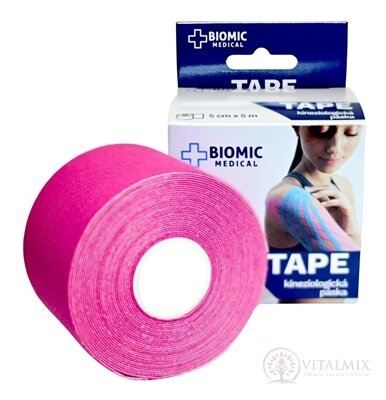 BIOMIC TAPE Kineziologická tejpovacia páska ružová, 5 cm x 5 m, 1x1 ks