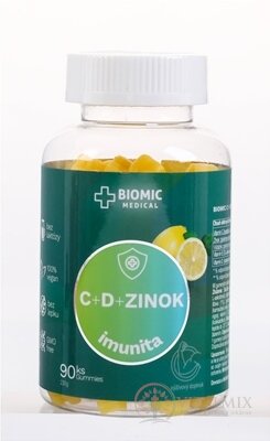 BIOMIC VITAMÍN C+D + ZINOK gummies, citrónová príchuť 1x90 ks