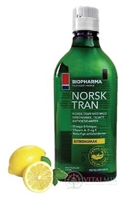 BIOPHARMA NORSK TRAN rybí olej s citrónovo-bylinnou príchuťou 1x375 ml