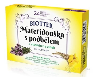 Biotter Materina dúška s podbeľom pastilky 1x24 ks